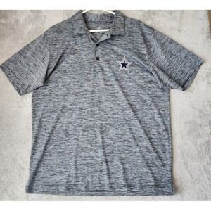 Dallas Cowboys Authentic Polo Mens Large Blue Space Dye Performance Logo Shirt